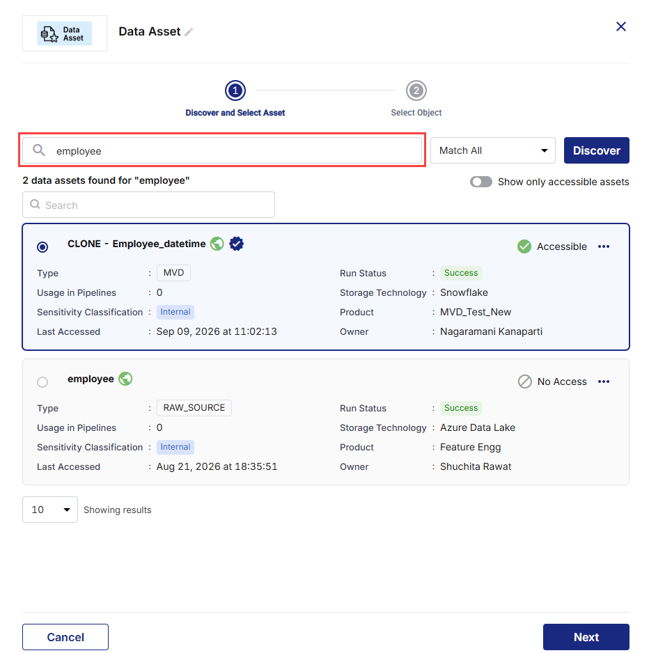 Discover and Select Assets